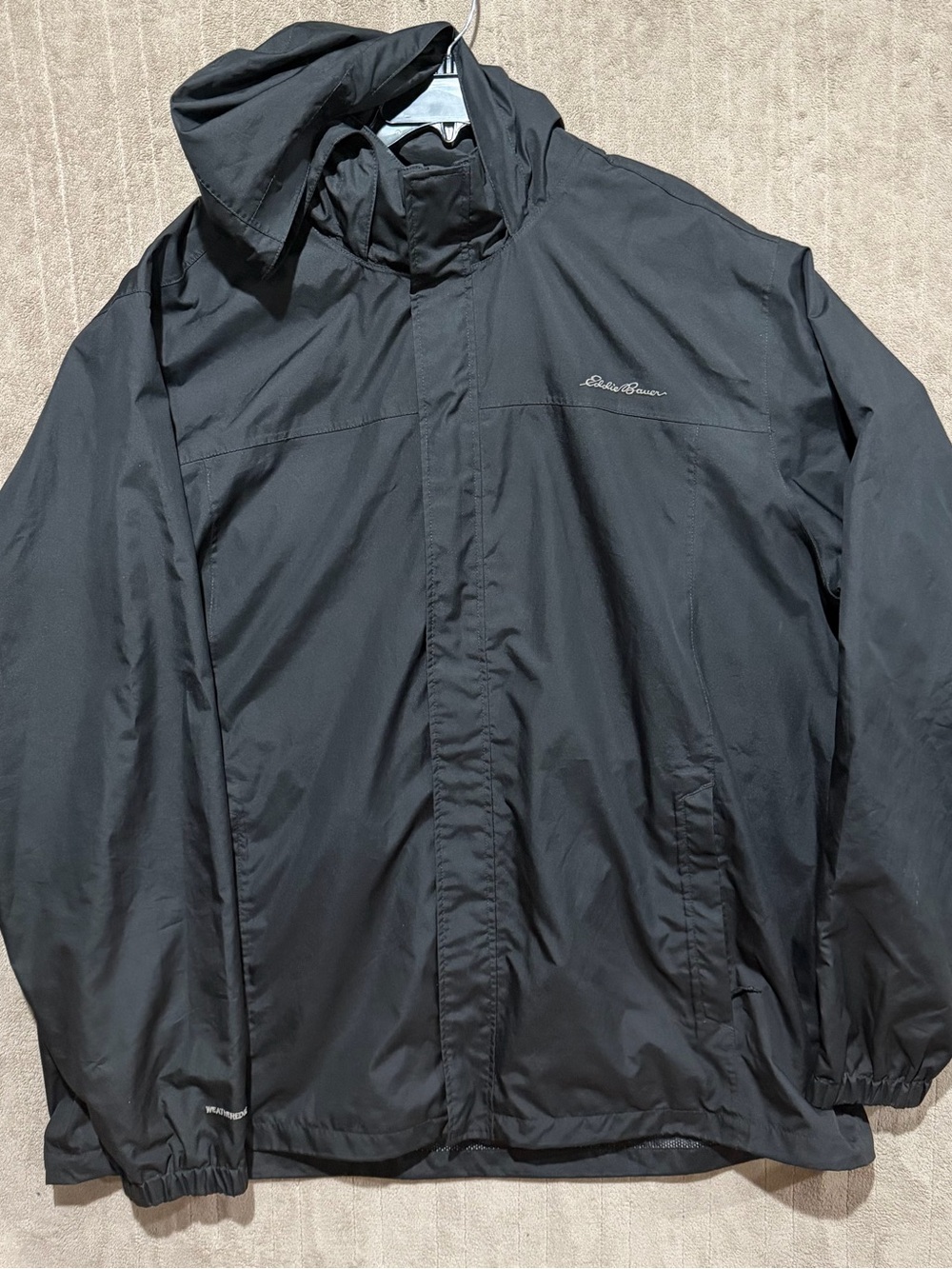 Eddie Bauer WeatherEdge Hooded Jacket Men’s 3XLT Black Lightweight Rain Shell